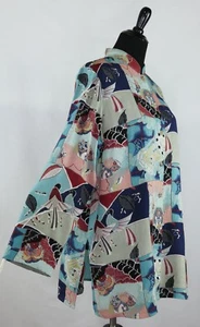 Zitrone Santa Monica orientalisch asiatisch japanisch inspiriert Bluse Tunika Top Seide M - Bild 1 von 3