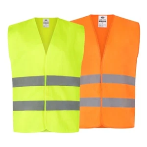 Hi Vis Waistcoat Yellow Orange Safety Two Tape Traega TWC02 - Picture 1 of 5