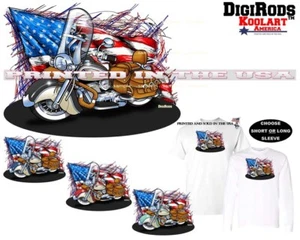 Indian Chief Motorcycle Biker Scribble Flag Digirods Cartoon Art T Shirt - Picture 1 of 7