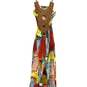 Sky NWT Silk Multi Color Ethnic Print Dramatic Beaded Strappy Maxi Dress XS - Picture 1 of 18