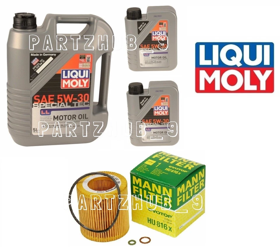 Filtro de aceite de motor MANN HU816X y kit de aceite de motor Liqui Molly de 7 litros para BMW Foto 1 de 1
