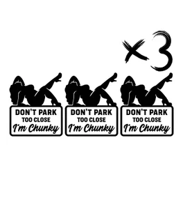 Don't Park Too Close I'm Chunky Vinyl Decal - 3 Pack - Picture 1 of 2