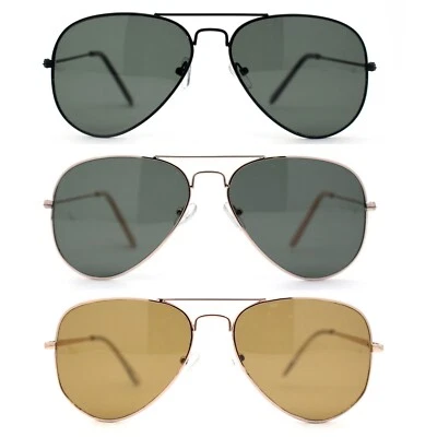 Gafas de sol clásicas de policía con borde de alambre de metal con lentes de vidrio templado para hombre Foto 1 de 2