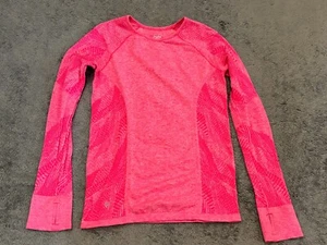 Athleta Girl Long Sleeve Top Youth XL Pink Thumb Holes Logo Stretch Active - Picture 1 of 5