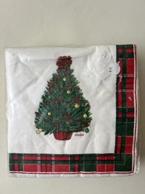 Lenox Paper Cocktail Napkins Vintage Holiday Plaid 5"x5" - Image 1 of 3