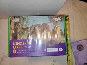 Dinosaur Egg Dig Kit - 12 Eggs and cards - Brush and Chisel included - STEM Toy - Picture 1 of 6