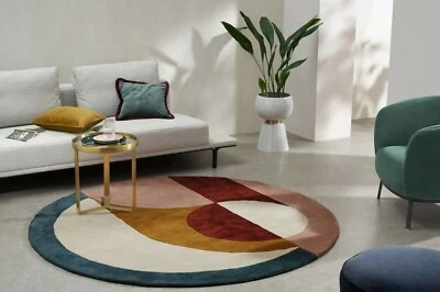 Vibrant Color Round Rug Hand Tufted Designer Multi Colored Rug Carpet - Image 1 of 4