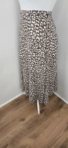 Asos Design Curve Brown Animal Print Flared Midi Skirt Plus Size UK 24 - Picture 1 of 8