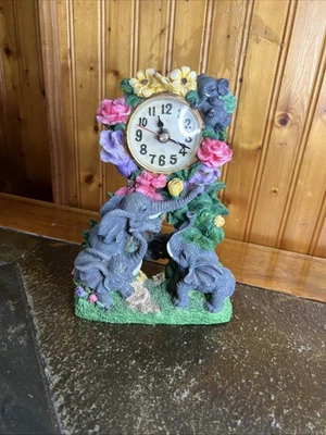 Elephant Clock  With Swing Baby Elephant - Image 1 of 4