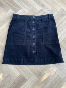 White Stuff Navy Corduroy Button Up Skirt - Vintage Style - Size 12 (UK) 40 (EU) - Picture 1 of 5