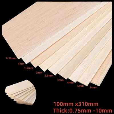 Balsaholz Holzplatte Dicke 0,75mm bis 10mm Blätter Modell Bastel DIY 310x100mm - Bild 1 von 4
