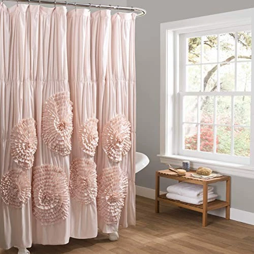 Lush Decor Serena Shower Curtain Ruffled Floral Shabby Chic Farmhouse
