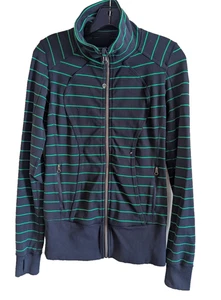 Lululemon Jacke Damen blau gestreift Langarm Reißverschluss Taschen Athleisure Yoga - Bild 1 von 8