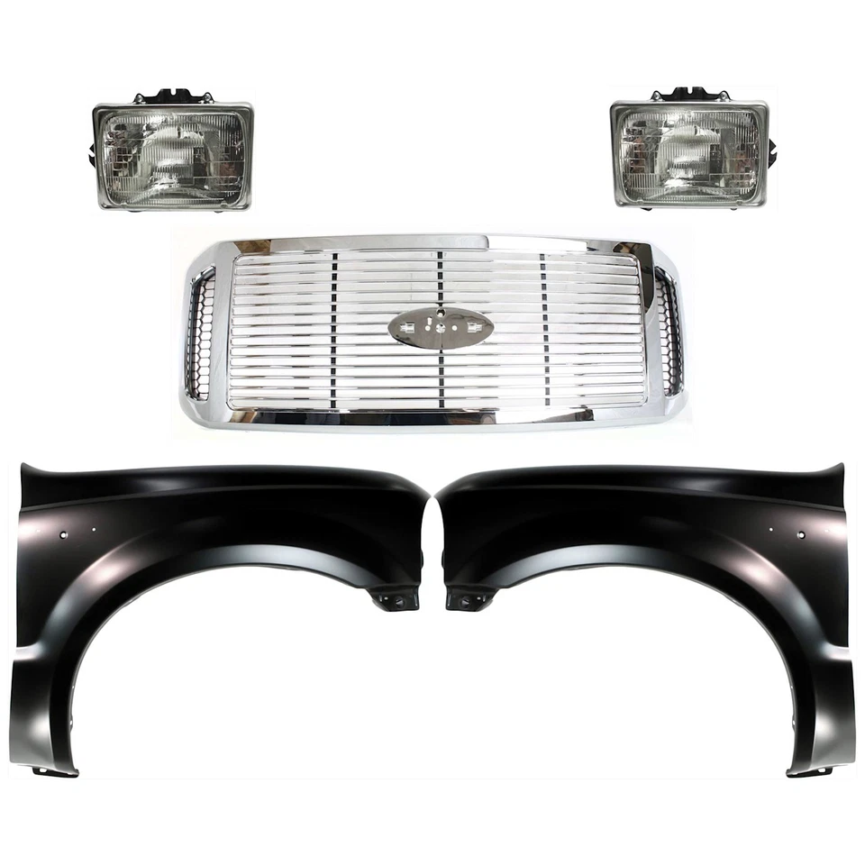 Grille Kit For 2006-2007 Ford F-250 Super Duty with LH RH Fenders and Headlamp - Image 1 of 4