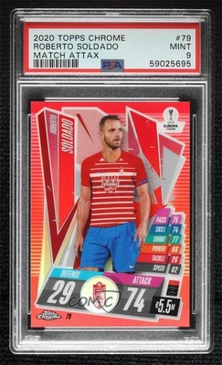 2020-21 Topps Chrome Match Attax UCL Red Refractor /5 Roberto Soldado PSA 9 MINT - Image 1 of 2