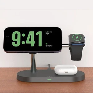 Cargador inalámbrico 3 en 1, base para iPhone 12-16, Apple Watch 4-10 - Zdjęcie 1 z 6
