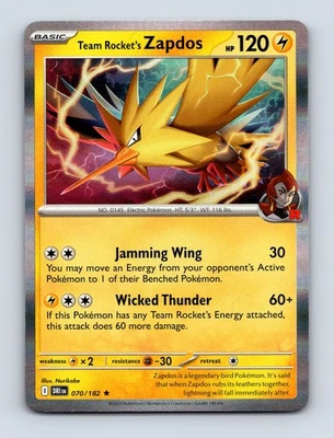Team Rocket's Zapdos SV10: Destined Rivals Holo Rare 070/182 NM/LP Pokemon Cards - Image 1 of 2