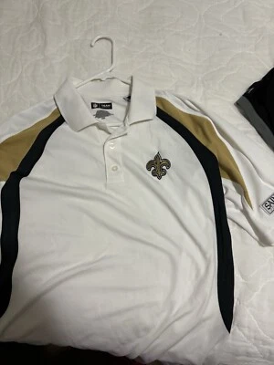 GORGEOUS NFL TEAM APPAREL NEW ORLEANS SAINTS WHITE BLACK GOLD SHIRT MENS LARGE - Image 1 of 4