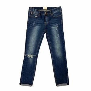 Hudson Jeans Youth Girls Size 14 Ankle Cuffed Distressed Medium Wash Straight - Picture 1 of 9