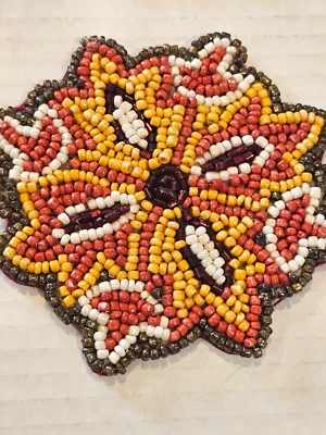 Juego de 4 posavasos vintage con cuentas colores retro marrón naranja dorado Foto 1 de 4