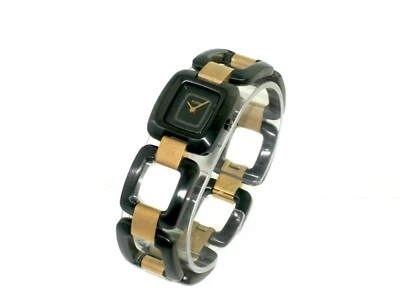 NIXON A285 1036 SISI WOMENS BLACK RAW GOLD STEEL Square Analog Open Link WATCH - Image 1 of 4