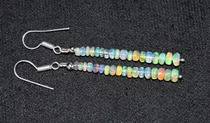 Opal Earrings Natural Ethiopian Fire Opal Gemstone Beads Earrings F3608 - Picture 1 of 5