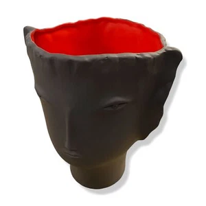 $374 Global Views Calisto Brown & Red Head Vase Centerpiece Vase Accent Bowl - Picture 1 of 7