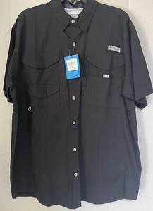 COLUMBIA PFG mens Bonehead fight club vented short sleeve fishing shirt black S - Imagen 1 de 7
