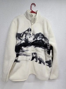 NWT Mens Womens Old Navy Polar Bear Sherpa Fleece Zip Pullover Size LARGE  - Picture 1 of 11
