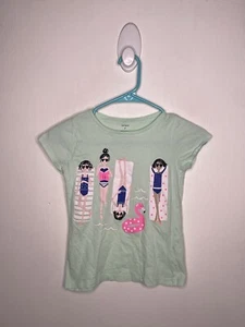 Carters Beach Theme Top Girls Size 7 Mint Green Short Sleeve Shirt - Picture 1 of 4