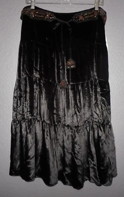  Falda larga de terciopelo de seda rayón negro con capas Inc International Concepts para mujer 8 Foto 1 de 4