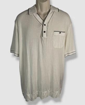 Camisa Polo Giorgio Armani Para Hombre Marfil Manga Corta Mezcla Viscosa Talla 54 Foto 1 de 4