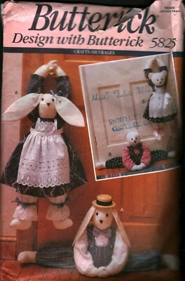 5825 Vintage Butterick Sewing Pattern Stuffed Bunny Bear Draft Door Stopper OOP - Image 1 of 2