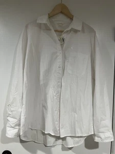 Aeropostale 100% Cotton White Button Up Long Sleeves Shirt Oversized Women L - Picture 1 of 4