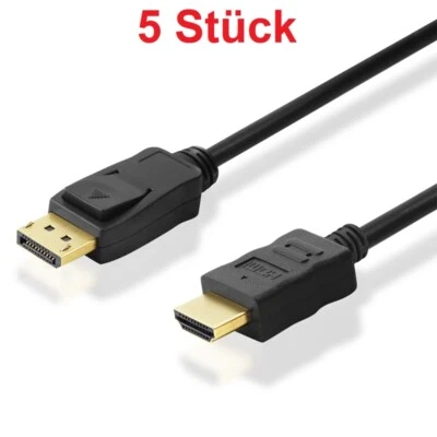 2 Meter DisplayPort Kabel DP Stecker auf HDMI für PC Monitor Computer Laptop 2m - Bild 1 von 2