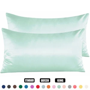 NTBAY Silky Satin Pillowcase (Bed Pillow Case) 2 Pack Standard Queen King Size - Picture 1 of 28