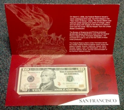 2004 $10 FRN FANCY SERIAL #2299 SAN FRANCISCO CU (2892) - Image 1 of 2