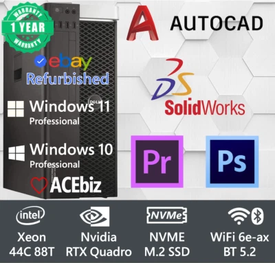 Dell Workstation Video Editing CAD 44 Core 4070 Quadro RTX 4000 256 GB RAM SSD - Immagine 1 di 4
