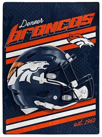 Denver Broncos Speed Helmet Super Size 60X80 Plush Raschel Blanket Throw Cover