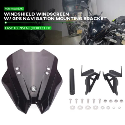 Windshield WindScreen w/ GPS Navigation Mounting Bracket For KAWASAKI Z 900/SE - Image 1 of 4