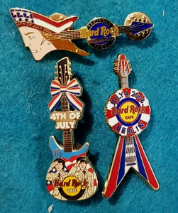 SET 4th JULY HOLLYWOOD TAMPA BERLIN GUITAR 04 05 06 Hard Rock Cafe 3 PIN LOT - Picture 1 of 1