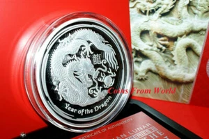 2012 Australia Australia Lunar II Dragón 1 kg plata plata prueba PP - Imagen 1 de 7