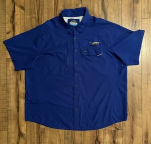 #718 Magellan Outdoors Pro Angler Blue Shirt Blue Shirt One Sm Hole On Front 3XL - Picture 1 of 14