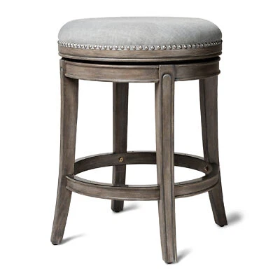Maven Lane Alexander Round Swivel Stool, Reclaimed Oak, Counter Height(ForParts) - Image 1 of 4