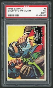 1966 Topps Batman Black Bat #06 Roof Top Vigil PSA 7ST (wax front) - Picture 1 of 4