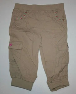 Used Miniville 4T Girls Pants Khaki Brown Soft Ribbed Waist Cargo Pockets - Picture 1 of 3