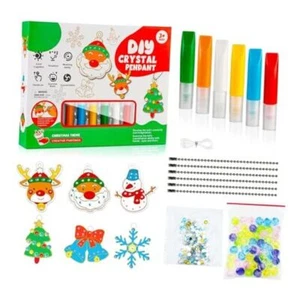 DIY Crystal Paint Arts and Crafts Set Christmas with 6 Crysttal Pendants, - Picture 1 of 7
