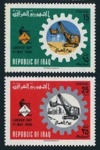 Iraq 407-408, MNH. Labor Day, May 1 1966. Steam shovel within cogwheel. x34351 - Picture 1 of 1