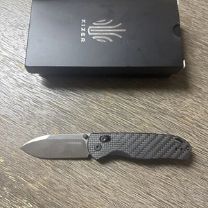 Kizer Drop Bear EDC Pocket Knife, G10 Carbon Fiber Handle Folding Knife V3619A3 - Picture 1 of 2