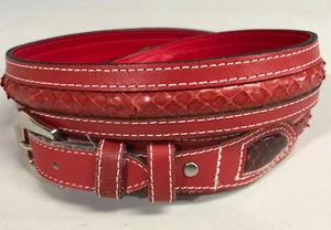 Omega Red Leather Fashion Belt Medium Large AS IS - Picture 1 of 9